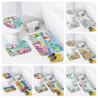 ✲✐ Non slip shower mat bathroom carpet shower beach style decoration water absorbing bathtub carpet toilet cover decoration cover