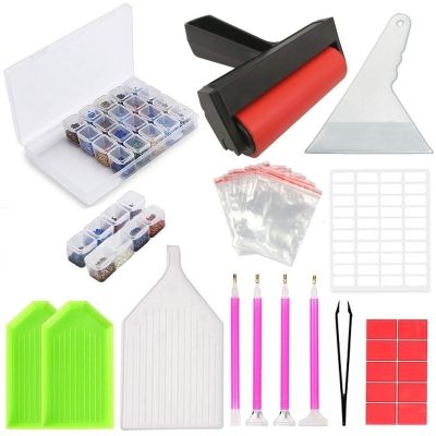 5D Diamonds Painting Box 6428 Grid with Tools Kits Roller Pencil Tray for DIY Diamond Art Kids and Adultes