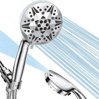 Shower Head Silver Shower Head with Filter, 8 Spray Settings &amp; 2 Wash Modes, 5 Inch