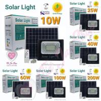 Pro +++ ไฟโซล่าเซลล์ ไฟ Solar LED ไฟสปอร์ตไลท์ 10W, 25W, 40W, 60W, 100W, 200W ไฟสีขาว ไฟสีวอม ราคาดี ไฟฉาย แรง สูง ไฟฉาย คาด หัว ไฟฉาย led ไฟฉาย แบบ ชาร์จ ได้