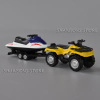 ของเล่นเด็กของขวัญ โมเดลรถพ่วงโลหะ 1:50 Scale Diecast Metal Quad ATV With Jet-Ski Trailer Model