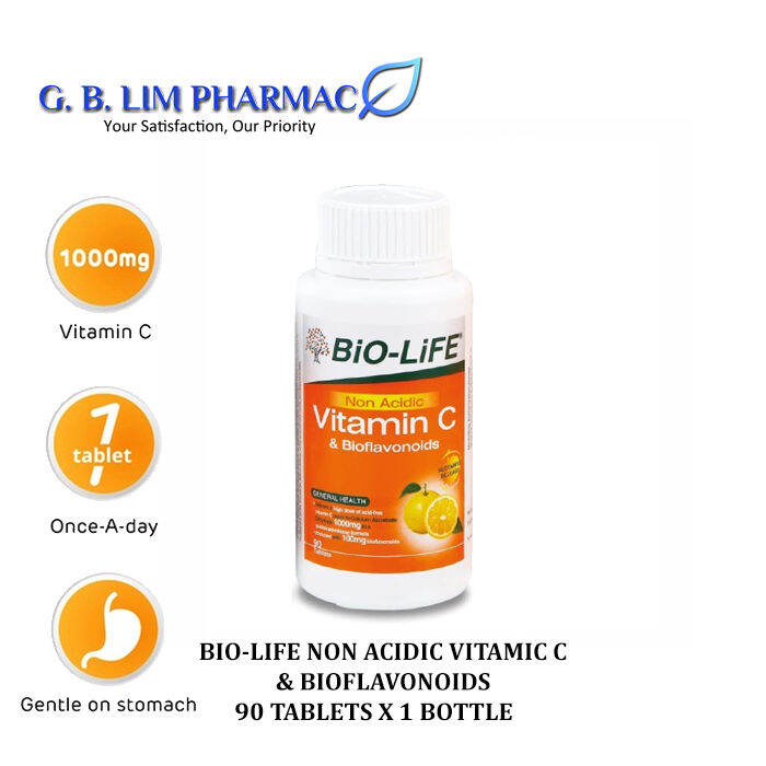 BIOLIFE NON ACIDIC VITAMIN C & BIOFLAVONOIDS 90 TABLETS ONE BOTTLE