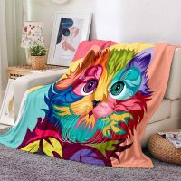 New Style Cartoon Cute Cat Print Flannel Throw Blanket Super Soft Portable Blankets for Travel Yoga Blanket Blanket Lightweight Warm