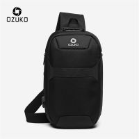 OZUKO ผู้ชายป้องกันการโจรกรรม C Rossbody กระเป๋าชายกันน้ำ USB ชาร์จหน้าอกแพ็คสั้นการเดินทางของ Messenger สลิงกระเป๋าสะพายกระเป๋าหน้าอก