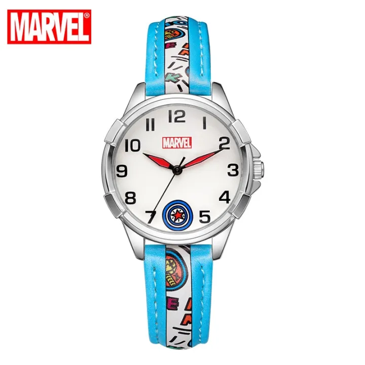 Disney Original Marvel Cartoon Avengers Captain America Spider Men Children  Quartz Watch Boys PU Band Kids Gift Student Clock | Lazada PH