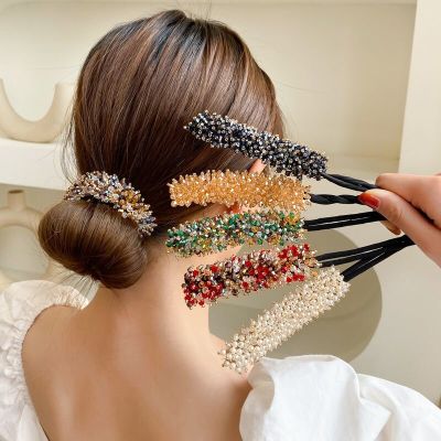[HOT 2023] 2022ใหม่คริสตัลไข่มุกผมเชือกแฟชั่นสำหรับผู้หญิงเครื่องทำขนมปัง Hairbands Headband ทรงผมแถบคาดศีรษะเครื่องมืออุปกรณ์เสริม