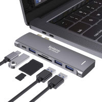 Selore&amp;S-Global USB C Adapter for MacBook Pro/MacBook Air 2020 2019 2018 13" 15" 16", 6 in 1 USB-C Hub with 3 USB 3.0 Ports, USB C to SD/TF Card Reader and 100W Thunderbolt 3 PD Port