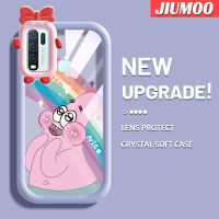 JIUMOO เคสสำหรับ VIVO Y30 Y30i Y50น่ารักลายฟองน้ำบ็อบมอนสเตอร์เคสนิ่มกันกระแทกทนต่อการขีดข่วนเคสโทรศัพท์โปร่งใสฝาครอบป้องกันซิลิกาเจล TPU เลนส์กล้องถ่ายรูป