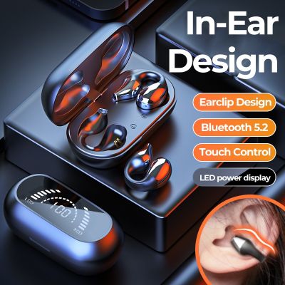 （Orange home earphone cover）   TWS หูฟังไร้สายบลูทูธ5.2หูฟังคอนดักชัน Earclip ออกแบบ Touch Control LED หูฟังหูฟังออกกำลัง