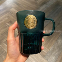 ถ้วย Starbuck 2021สีเขียวเข้มแผ่นป้ายเทพธิดาแก้วน้ำกาแฟบนโต๊ะฝ้าฝ้าง่ายคลาสสิก