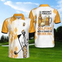 2023 NEW Style Weekend Forecast Beer And Golf Short Sleeve Polo Shirtsize：XS-6XLNew product，Can be customization