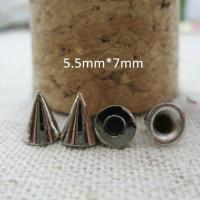 〖Maximus metals〗150เซ็ตหมุดคมกระดุมจุด5.5X7Mm เงินกรวยหมุดอย่างรวดเร็วงานฝีมือ DIY Rivet