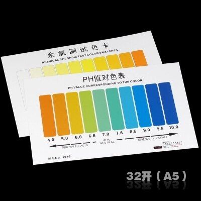 Physical tools PH test paper Chlorine Test color card A5 Chemistry 20pcs free shipping Inspection Tools