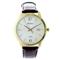 Seiko Neo Classic Quartz นาฬิกาข้อมือผู้ชาย สายหนังแท้ รุ่น SUR266P1 - Gold