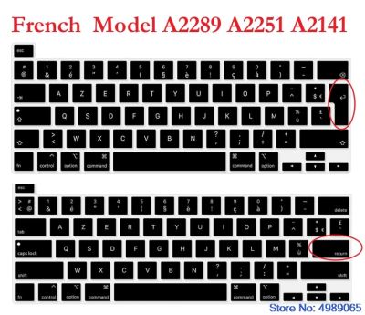 AZERTY Keyboard Cover Skin French Cover Protector สำหรับ MacBook Pro 13 นิ้ว 2020 รุ่น A2289 A2251 & Mac book 16 นิ้ว รุ่น A2141-Shop5798325