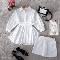 Fashion 250+เสื้อผ้าแฟชั่น เสื้อผ้าผู้หญิง ชุดจั้มสั้น สี ขาว  พร้อมส่ง