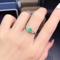 Luxury Emerald Ring for Party 4mm*6mm 100 Natural Emerald Silver Ring 925 Silver Emerald Jewelry Gift for Girlfriend