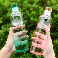 500ml Large Capacity Glass Water Bottle With Time Marker Cover For Water Drink Transparent Milk Juice Simple Cup Birthday Gift