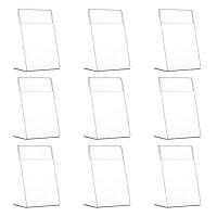 9Pcs Acrylic Display Stand L-shape Slanted Sign Holders Desktop Paper Menu Holder Artificial Flowers  Plants