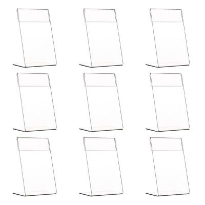 9Pcs Acrylic Display Stand L-shape Slanted Sign Holders Desktop Paper Menu Holder Artificial Flowers  Plants