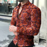 ร้อน, ร้อน★Men Button Down Long Sleeve Red Print Shirt Slim Fit Muscle T Dress Shirts Tops