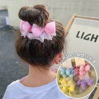 【CW】 Children  39;s Color Bow Hair Rope Organza Ties Ponytail Holder Accessories Elastic Rubber Bands