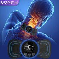 ZZOOI Portable Smart Neck Massager Electric Mini EMS Cervical Pulse Massage Patch TENS Muscle Stimulator Shoulder Back Pain Relief