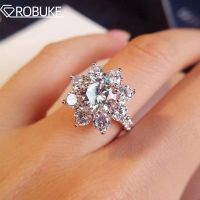 Moissanite Ring For Women 1/2CT Sunflower 18K Plated Wedding Jewelry D Color VVS1 Diamond S925 Silver Rings Original Certified