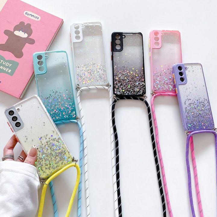 สร้อยคอแวววาวเคสโทรศัพท์สายคาดที่คล้องสำหรับ-samsung-galaxy-s21-ultra-plus-fe-note-20-a52-a32-a72พิเศษ-a71-a51ฝาครอบ-a50-carterfa