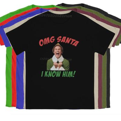 ELF Movie Ferrell Buddy Male T Shirt OMG SANTA I KNOW HIM  Classic Custom T-shirts Promotion New Trend