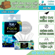 Lốc 3 gói giấy ăn cao cấp C&S Face Xanh 100 tờ x 4 lớp - nội địa Trung