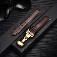 Smooth Genuine Calfskin Leather Watchband 18mm 20mm 22mm 24mm Straps with Solid Automatic Butterfly Buckle Business Watch Band 【BYUE】