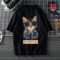 เสื้อยืด Xs-3xl ผู้ชายผู้หญิงแมว Kucing Baju เสื้อผู้ชายสไตล์เกาหลี Lelaki Perembuan