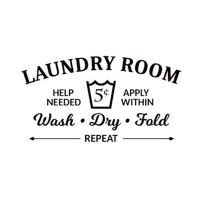 Laundry Room Rules Wash Dry Fold Vinyl Wall Sticker Decor Decal Bathroom