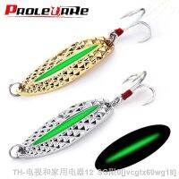 hot【DT】№►  Metal Spinner Fishing Lures 7g 10g 15g Night Tackle Bait Noise Paillette With Feather Treble Pesca