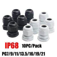 10Pcs IP68 PG7สำหรับ3-6.5มม.PG9 PG11 PG13.5 PG16 PG19 PG21สาย CE สีขาวสีดำกันน้ำสายไฟพลาสติกไนล่อน Gland Connector