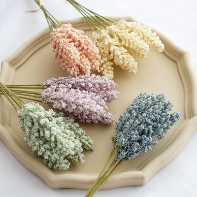 6pcs Artificial Flower Fake Wheat Bridal Bouquet Home Garden Decor