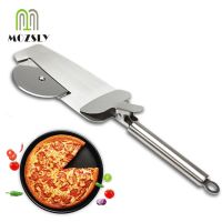 Stainless Steel Pizza Cutter With Wooden Handle Pizza Knife Cutter Pastry Pasta Dough Crimper Round Shape Pizza Wheels Cutters