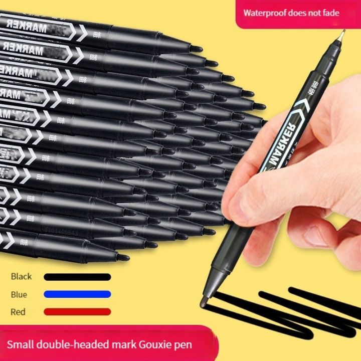haile-6-12pc-set-waterproof-oily-color-double-tip-permanent-markers-fine-tip-thick-tip-black-ink-drawing-pens-supplies-stationer