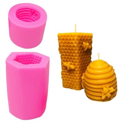 2PCS 3D Silicone Bee Candle Molds Beehive Silicone Mold High Guality Silicone for Beeswax Candle Soap Hand Lotion Bars