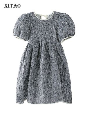 XITAO Dress Vintage Print Casual Women Mini Dress