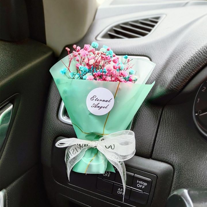 Dry Flower Gypsophila mini bouquet car perfume Air Conditioning Air Outlet Fragrance Clip Eternal flower car Ornament Freshener