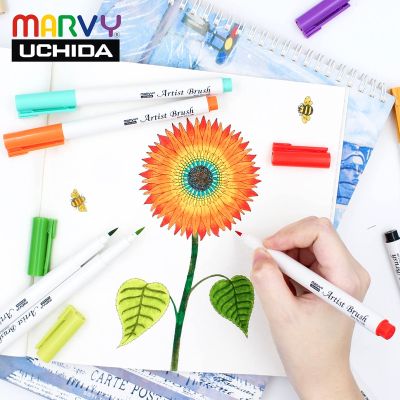 Marvy 1100 Brush Markers Watercolor PaintBrush Pen 5pcs/18pcs/36pcs Set Brush Pens Soft Head Drawing Pen For Art Supplies