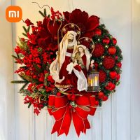 Xiaomi Christmas Wreath Outdoor Xmas Decorations Signs Home Garden Office Porch Front Door Hanging Garland 2023 New Year Decor