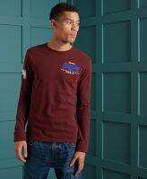 SUPERDRY VINTAGE LOGO DUO LONG SLEEVE TOP - เสื้อแขนยาว สำหรับผู้ชาย สี Rich Red Grit