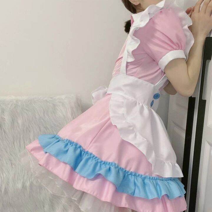 lolita-dress-cute-pink-ruffle-maid-outfit-kawaii-bow-knot-dress-japanese-girl-jk-cosplay-costumes-lolita-daily-uniform-party