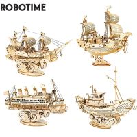 Robotime ใหม่4ชนิดแล่นเรือใบวินเทจปริศนาไม้3มิติเรือเกมประกอบของเล่นของขวัญสำหรับเด็กวัยรุ่น TG