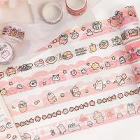 BOTISY สร้างสรรค์ Kawaii สติกเกอร์เทป บัญชีมือ สมุด DIY ชุดดอกซากุระสีชมพู เทปตกแต่ง เทปกาว เทปวัสดุ เทปกาว