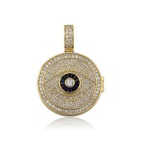 [COD] Cross-border European and hip-hop pendant Gods eye commemorative photo frame full of gemstones zircon necklace accessories