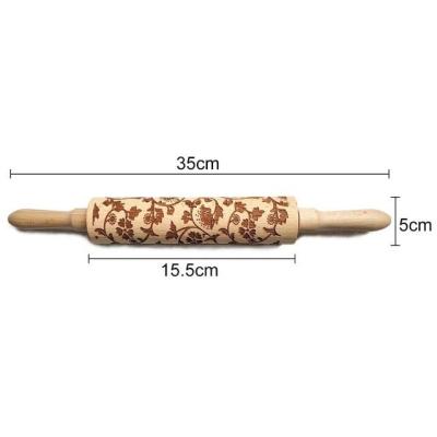 【✱2023 HOT✱】 congbiwu03033736 โรลเลอร์ไม้นวดแป้งกวางมูซไม้นวดแป้งขนมอบคุกกี้เครื่องมืออบแบบทำมือลายเก๋คริสต์มาสทำจากไม้